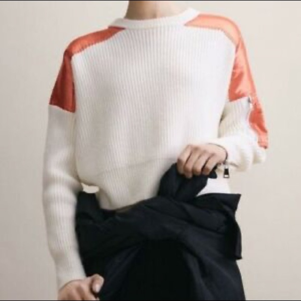 Maje x Schott knit zip back sweater